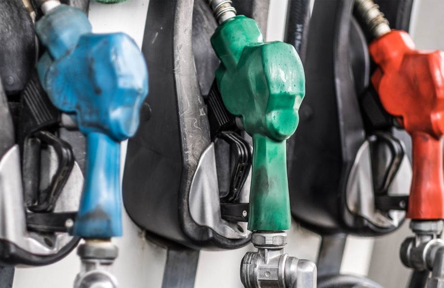 Trucks fueling up at the pump