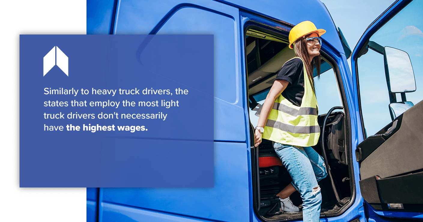 the states that employ the most light truck drivers don't have the highest wages