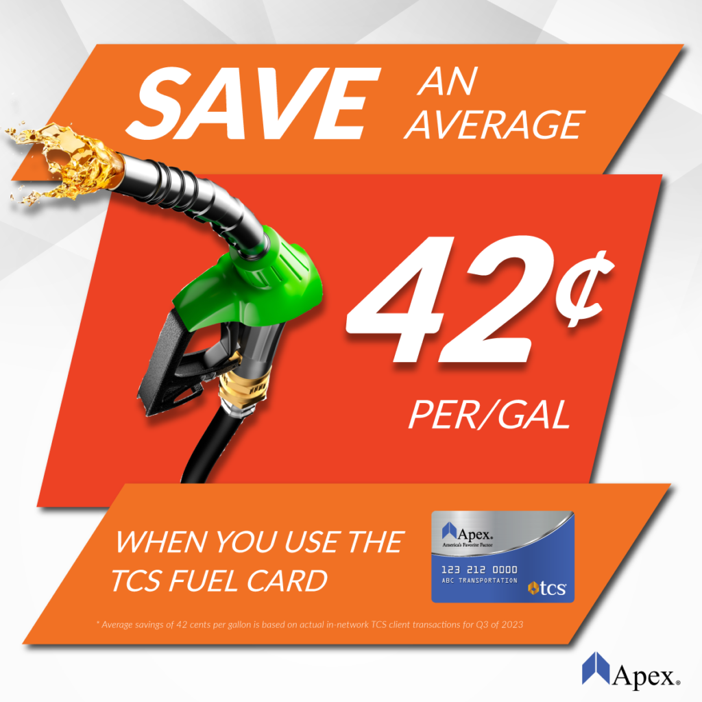 Save an avg 42 cents with the Apex fuel card