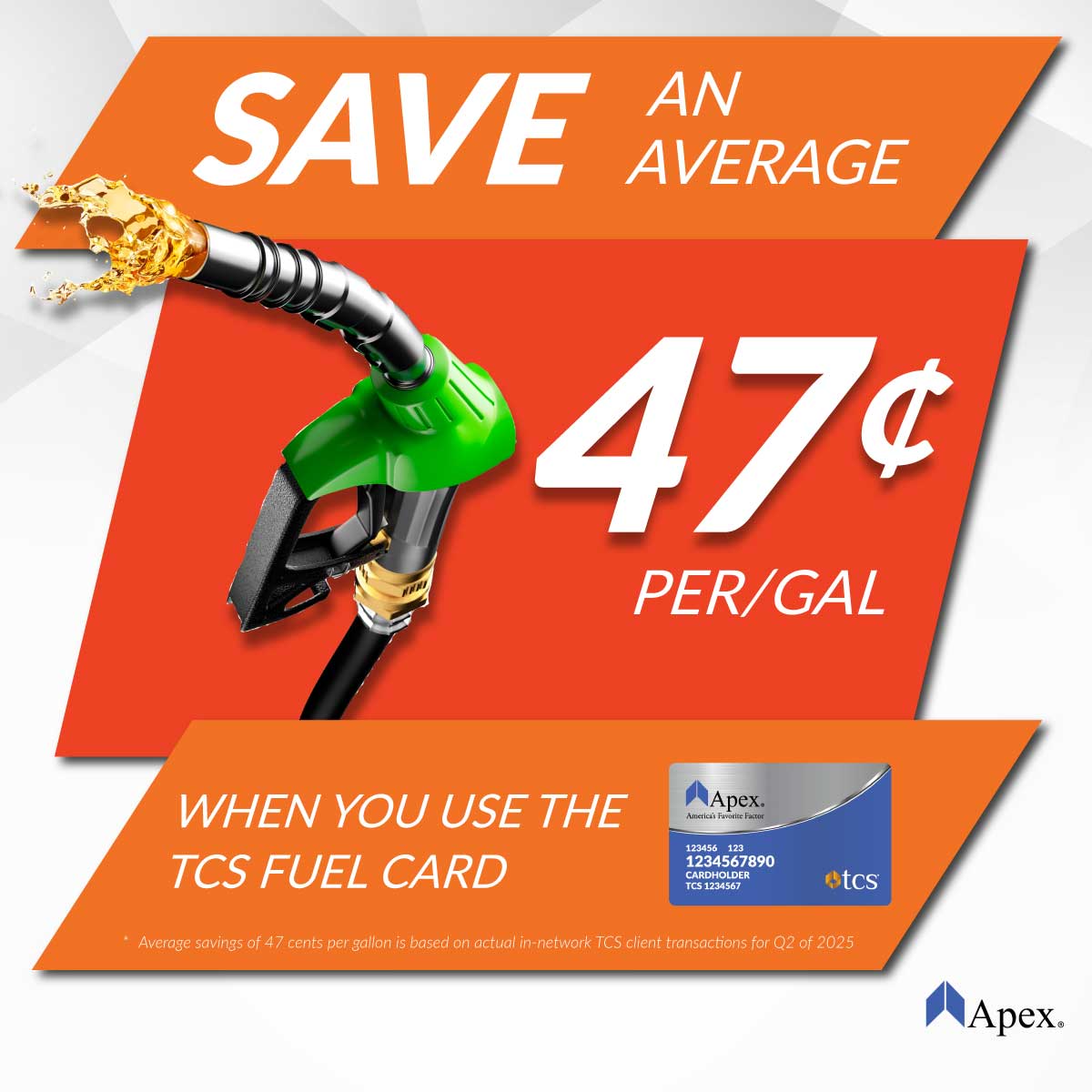 Apex TCS Fuel Card Discount for Q2 2025