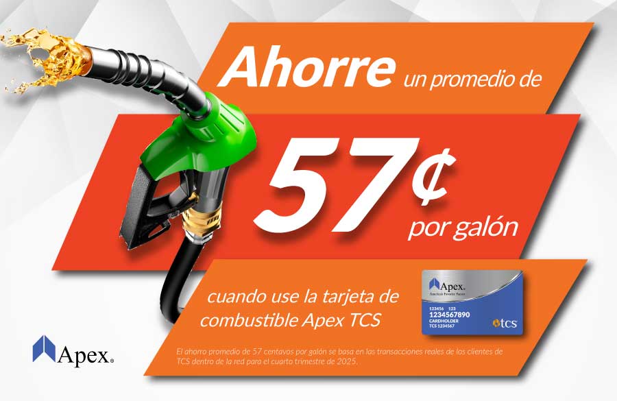 Apex TCS Fuel Card save an avg on fuel 57 cents per gallon