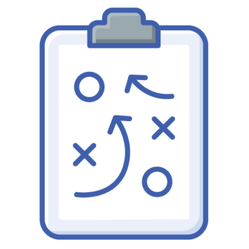 Blue clipboard with X's and O's playcalling.
