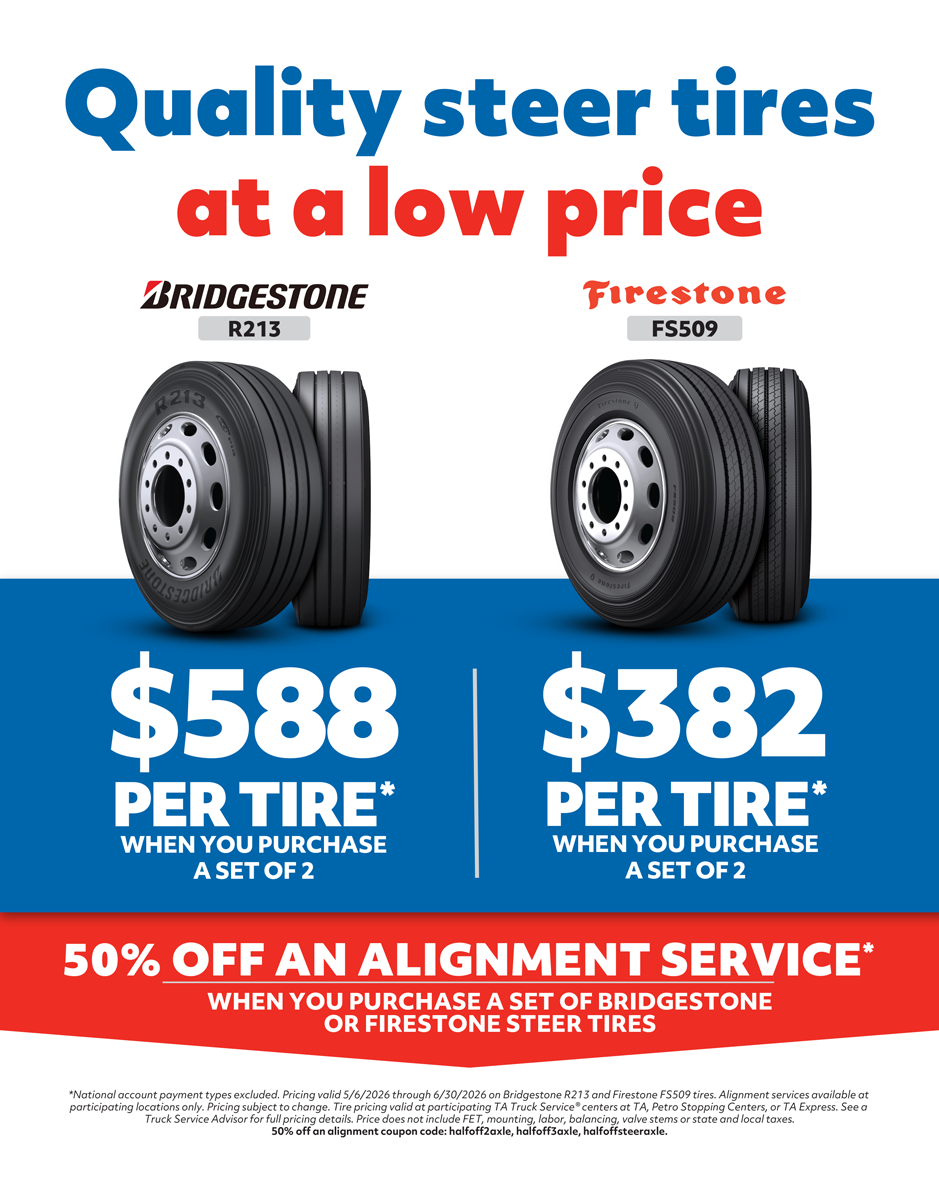 Bridgestone TA Discounts: Quality Steer Tires, discount on tires and alignment