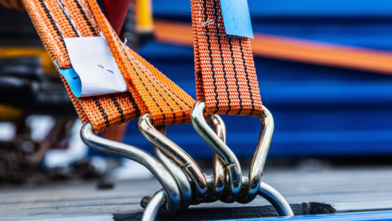 cargo is held by tension safety belts with mechanical locks Cargo Strap Securement