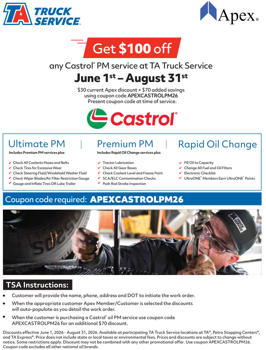 Castrol-TA-Promo-Sell-Sheet-Apex TA Truck Service Castrol PM service discount