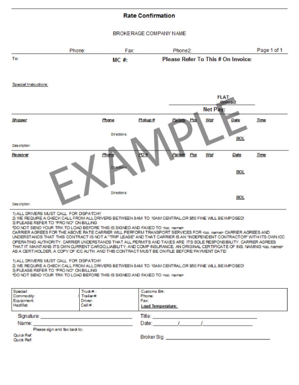 RS-Example-New Example of a rate confirmation sheet.